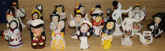 A collection of assorted opera character jug figures and sundry ceramics